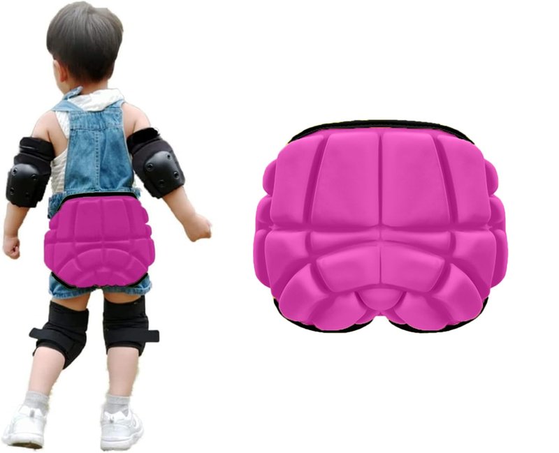 BODLYL Protective Butt Pad, Children Extreme Sports Hip Pad Butt Pads for Skating Roller Hockey Pants Kids Skate Pads Impact Shorts Snowboard Padded Shorts, Children Under 12 Years Old (Rose)