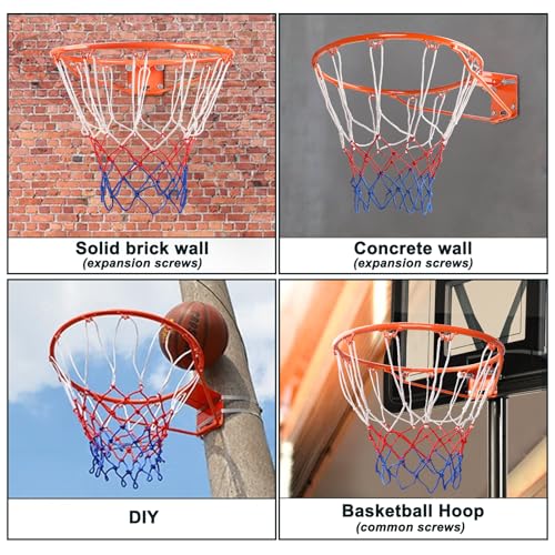 Dripex 18-Inch Orange Basketball Rim with Breakaway Spring & All-Weather Net