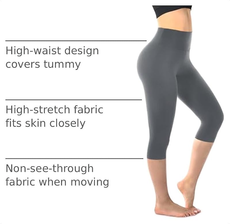 Capri Leggings for Women - Small-Medium, Grey