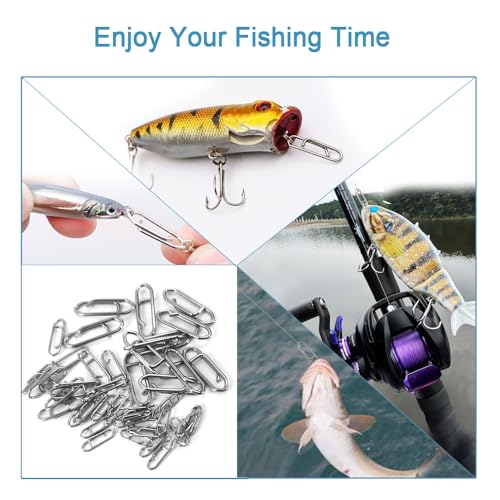 200Pcs Fishing Snap Clips - Assorted Sizes for Quick Lure Changes