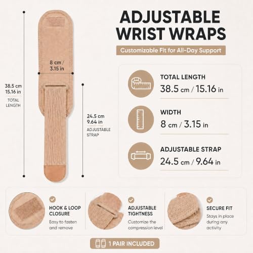 Adjustable Wrist Wraps for Sports Protection - Skin (2 Pack)