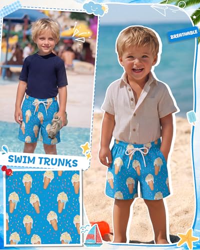 Boys' Swim Trunks - Hand Drawn Sprinkle Cone Blue Beige 5T