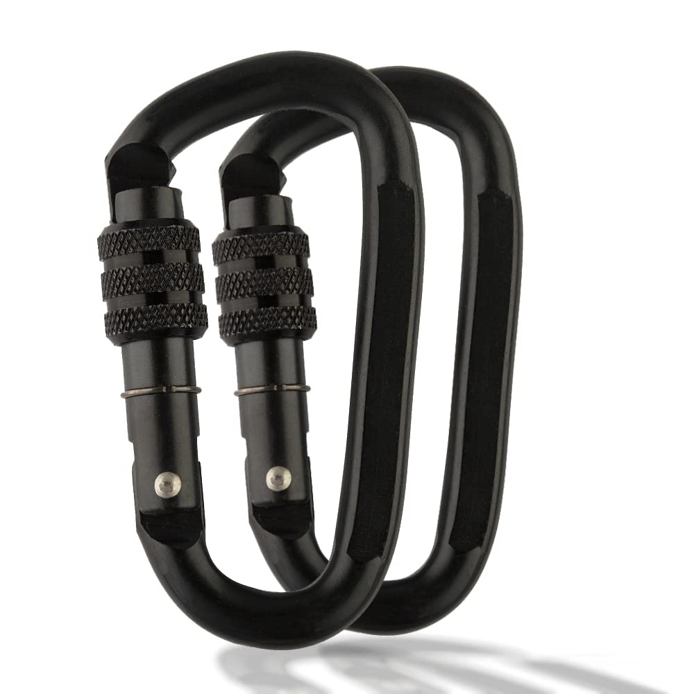 M-Tac 4" Heavy Duty Carabiner 27 kN (6070 lbs) - Twist Lock - Auto Locking Steel Carabiner Clip (Pack of 2)
