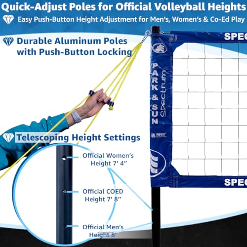Adjustable Professional Outdoor Volleyball Net System - Classic Blue