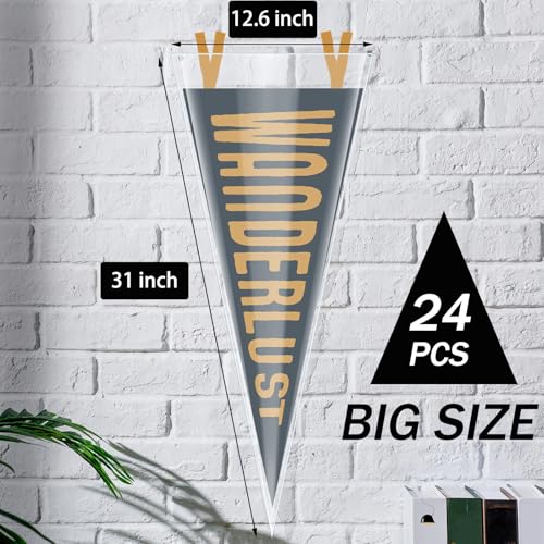 24 Pack Pennant Protective Sleeves for 12x30 Inch Flags, Clear Plastic Display Holders
