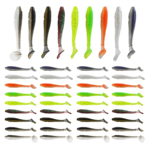 Paddle Tail Swim Baits - 9 Color Soft Plastic Lures 2.17in/5.5cm