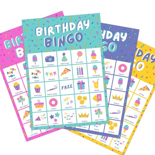 Birthday Bingo Game for Kids - Multicolor Pack for 23 Players