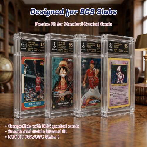 Acrylic Graded Card Display Case for BGS Slabs - 1-Inch Thick, Magnetic Lid