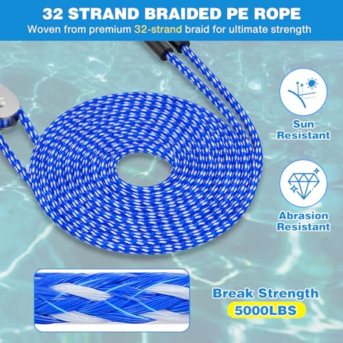 Heavy Duty Boat Tow Harness with 360° Pulley - Blue & White