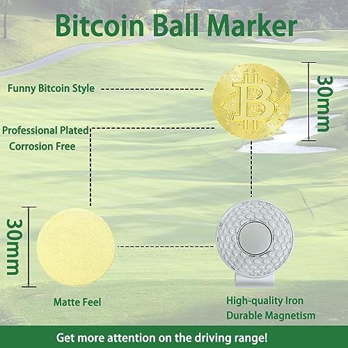 Bitcoin Golf Ball Marker Set - 2 Pcs with Magnetic Hat Clip