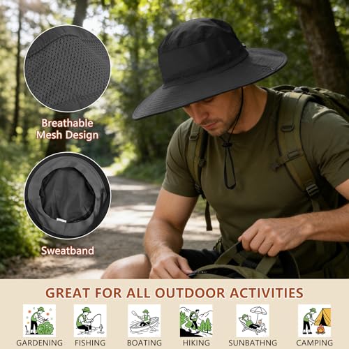 ZOORON Sun Hats for Men Women Fishing Hat with Neck Flap UPF 50+ Wide