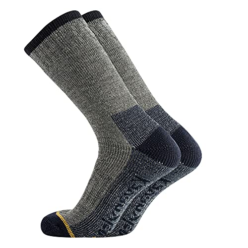 Men's Merino Wool Hiking Socks - Breathable Athletic Crew - 1 Pair Littlegaryyellowletter