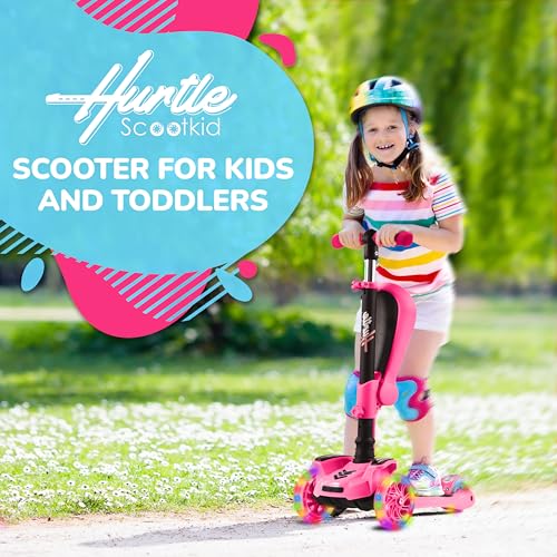 3-Wheeled Kids Scooter with LED Lights, Adjustable Handlebar & Foldable Seat