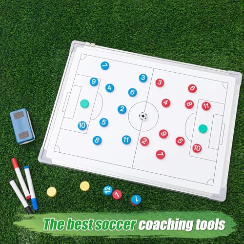 Soccer Coaching Board - 24" x 18" Double-Sided Magnetic Whiteboard with Kit