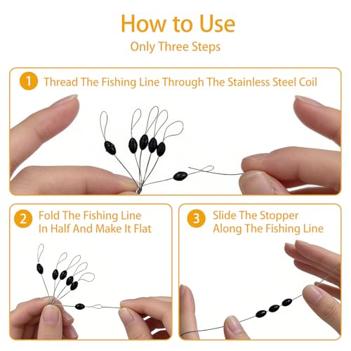 900 PCS Rubber Bobber Stops - 6 in 1 Fishing Float Stop Kit
