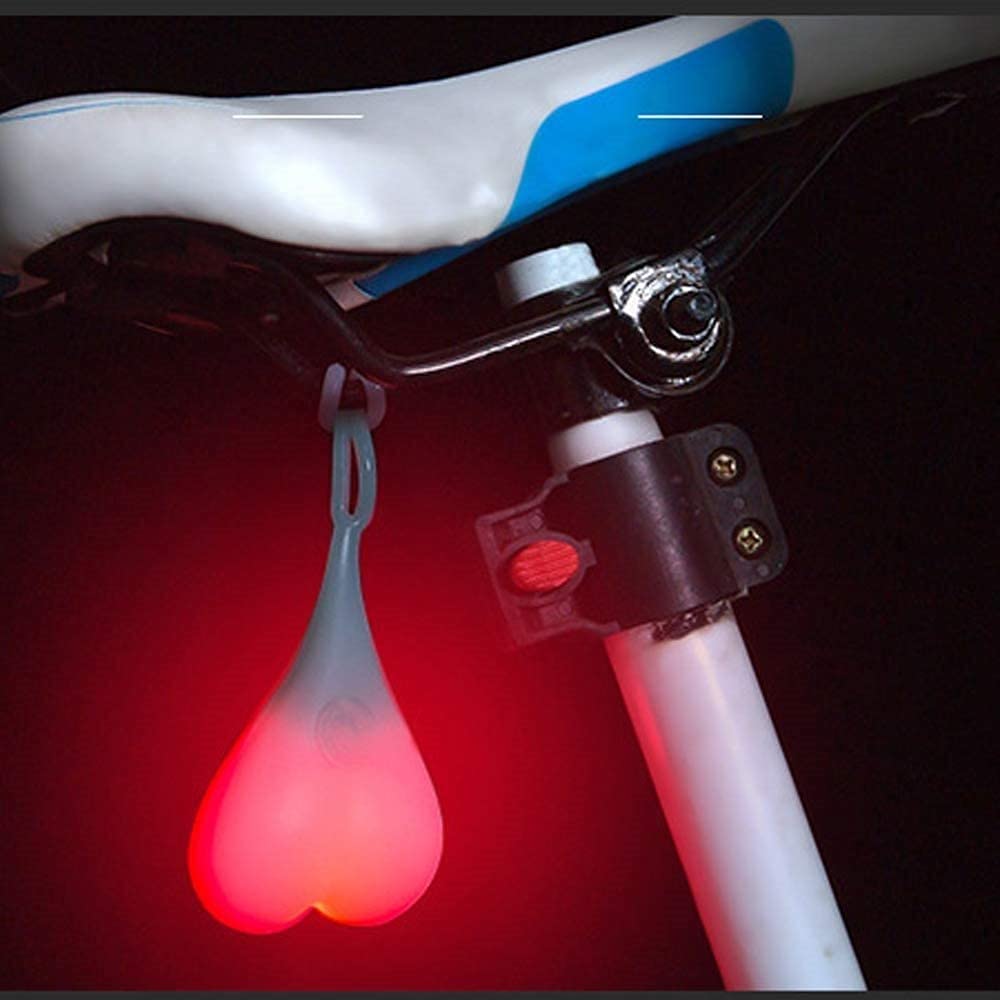 Bike Tail Light Balls, Red Warning Lights - LED Heart Shaped Creative Silicone Light, Bike Waterproof Essential Night Bicycle Seat Back Egg Lamp