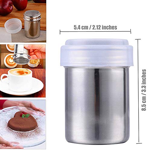 Stainless Steel Powder Sugar Shaker with Lid - Fine Mesh Sifter