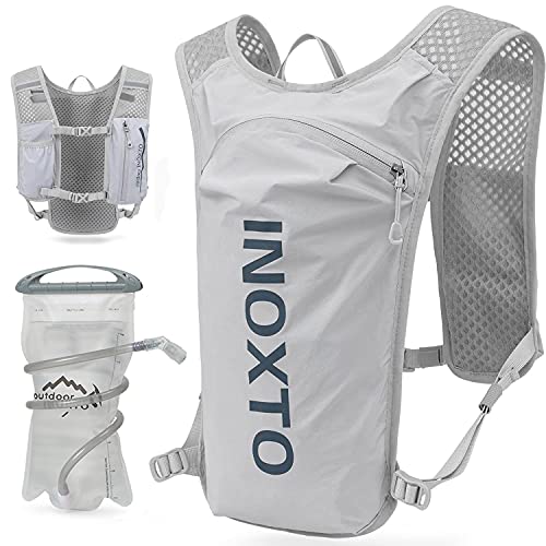 Lightweight Hydration Vest Backpack with 1.5L Bladder - Light Gray & Dark Blue