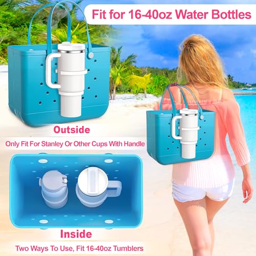 Beach Bag Cup Holder for 30oz-40oz Tumblers - White