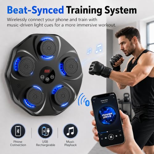 Best Molly Black Wall Boxing Machine with LED Display & Gloves - Home Fitness & Boxing Game