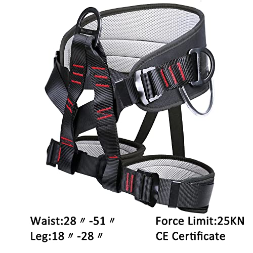 Adjustable Half-Body Climbing Harness Safety Belt with 4 Gear Hooks, 25kN, 300kg