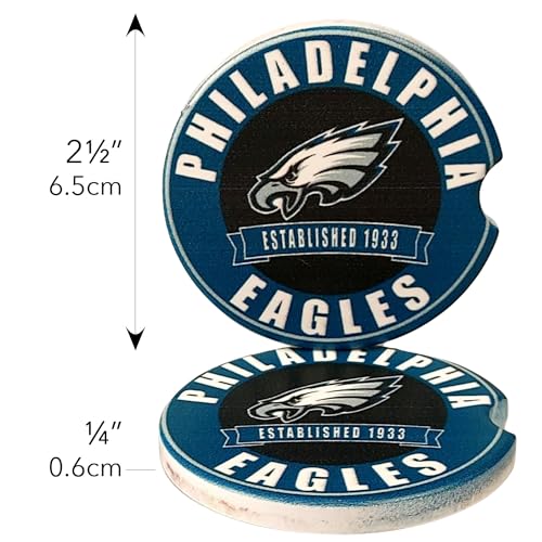 Philadelphia Eagles Car Coasters Set of 2 - Absorbent Ceramic