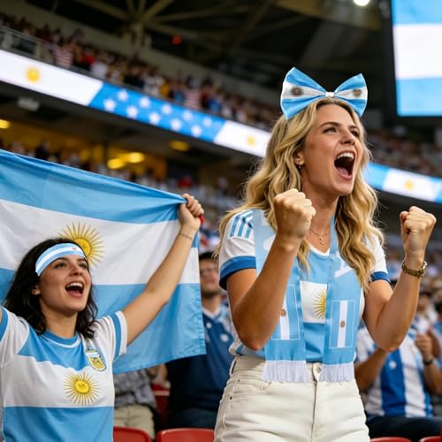 Soccer Fan Cheer Kit - Argentina Flag Cape, Scarf, Headband & Bag