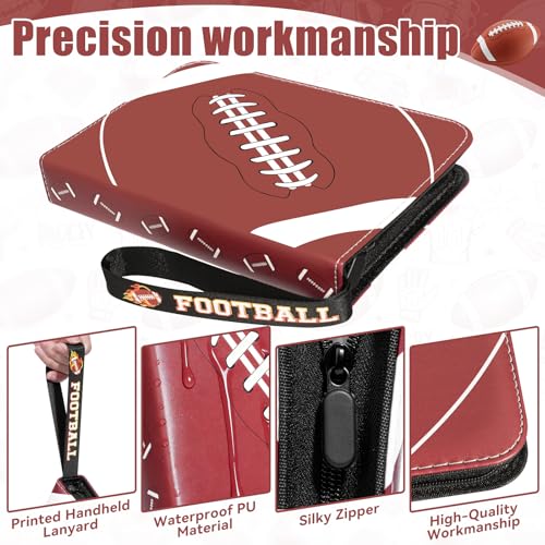 Komirom 440-Pocket Football Card Binder with 55 Removable Sleeves – Sports Card Holder, 3-Ring, Wristband