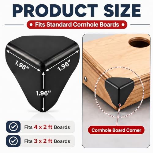 9 Pack Cornhole Board Corner Guards - Black PP Protector