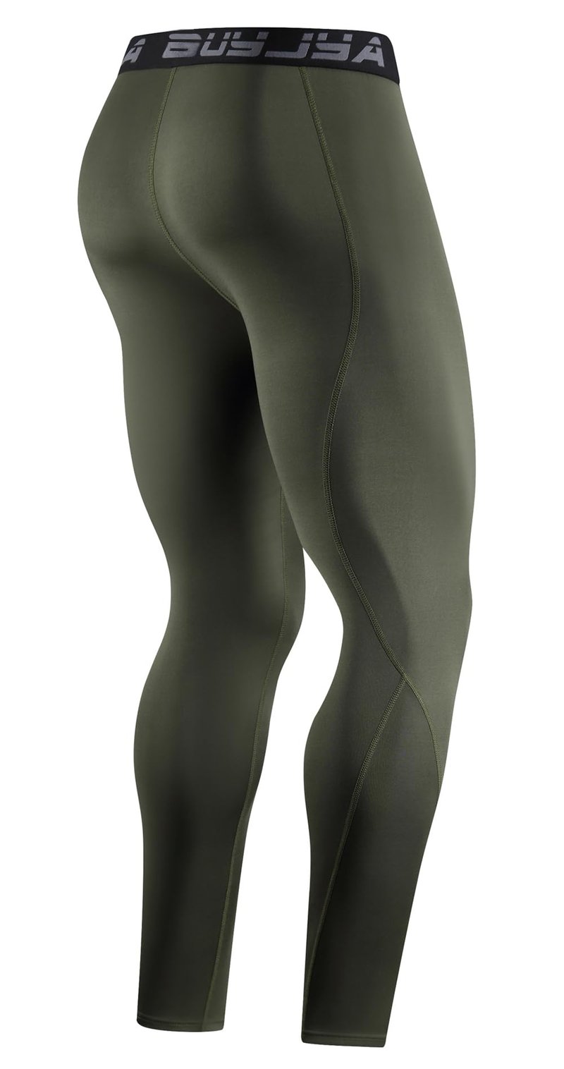 BUYJYA 3 or 5 Pack Men's Compression Pants Running Tights Workout Leggings Athletic Cool Dry Yoga Gym Clothes Gift