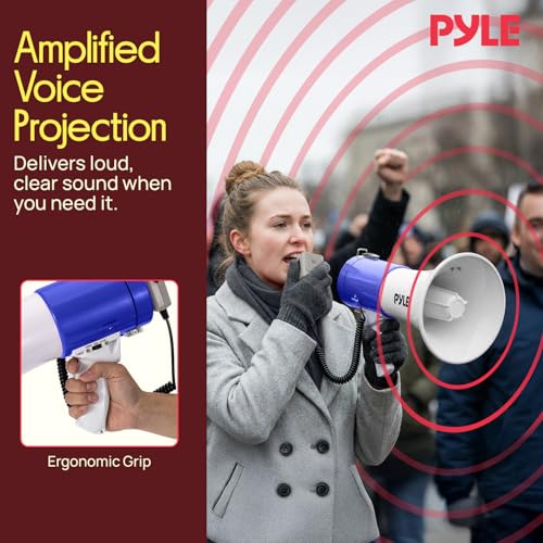50W Portable Megaphone Bullhorn Speaker - Blue