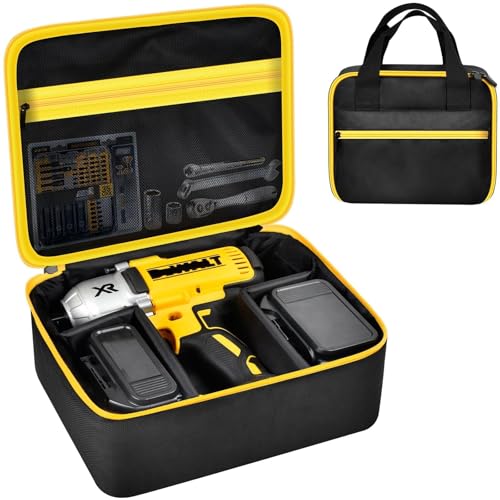 Impact Driver Bag Case Compatible with DEWALT 20V MAX XR DCF900B DCF961B DCF891B DCF899B DCF900P1 Cordless Wrench Kit, Carring Holder Fits for Milwaukee/for Ryobi Impact Gun(Box Only)-Yellow Zipper