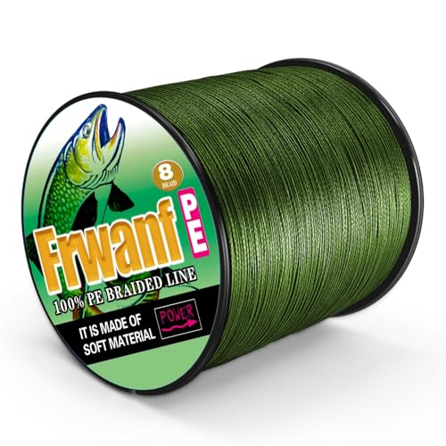 8-Strand Braided Fishing Line - 90LB, 109 Yards, Army Green - Zero Stretch & Colorfast