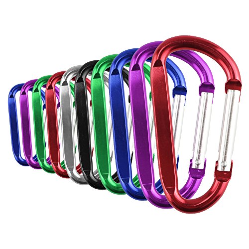 Aluminum D-Shape Carabiner Clip 1.6 Inch - 10 Pack