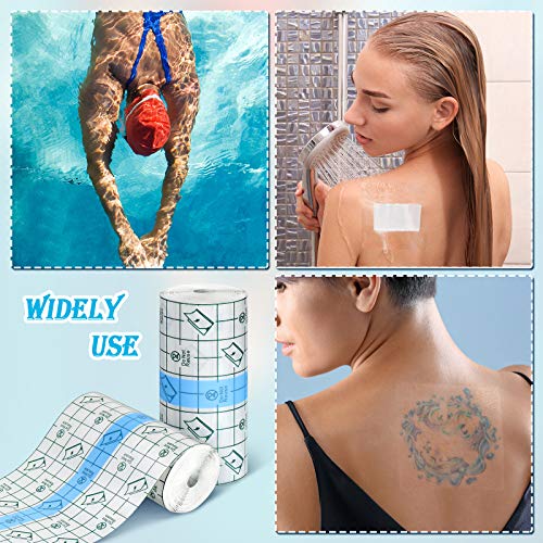 Nuanchu Waterproof Surgical Tape 4 Rolls 4x196.92 Inch, Flexible Clear Bandage for Shower & Swim