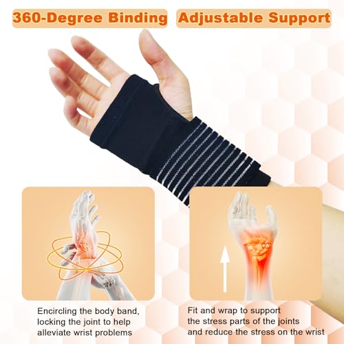 Adjustable Compression Wrist Brace Support - 2 Pack for Pain Relief
