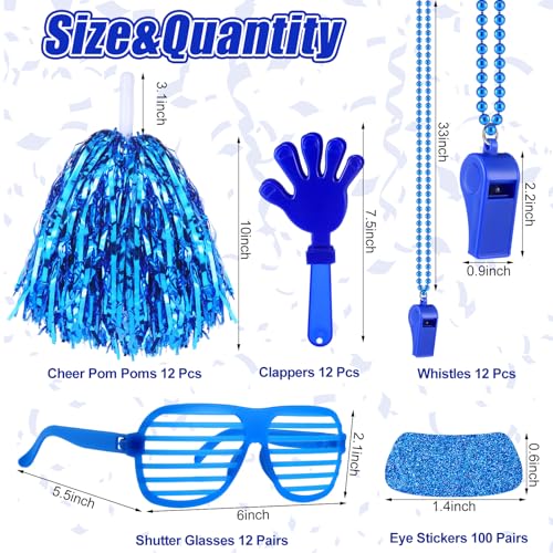 Realspring Blue School Spirit Accessories Pack 148 pcs for Sports & Events