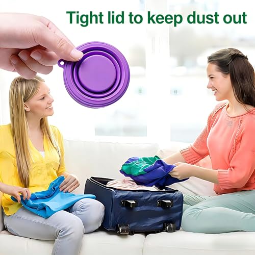 Folding Silicone Cup Set - 3 Pack Travel Camping Cups with Lid