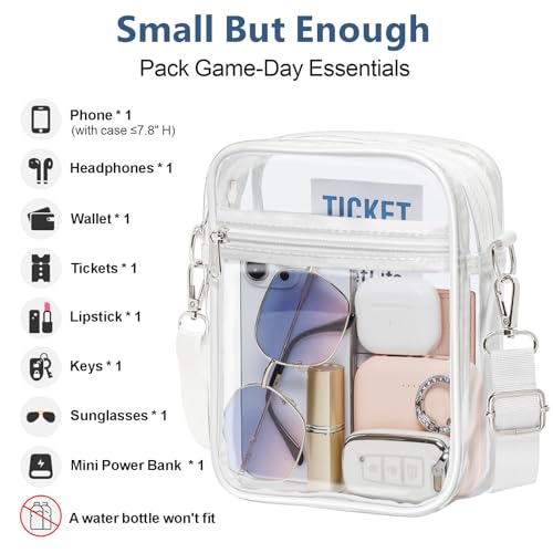 Clear Crossbody Bag for Stadium Events - Ardent White Small