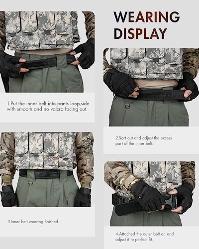 FAIRWIN Tactical Battle Belt with Quick Release Buckle, 2-Inch Molle Combat Belt, Law Enforcement Duty Belt for Men, Black, Waist 30-36 inches