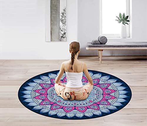 LERYG Pilates Circle Round Oversize Yoga Mat 140cm Suede Non-Slip - Sun&Flower
