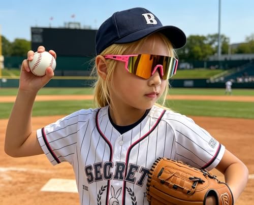Youth Baseball Sunglasses with Case for Kids 6-10 Lightweight Sports Eyewear