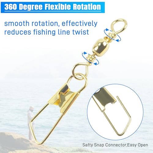 Fishing Barrel Swivels with Snaps - 60pcs High Strength Tackle