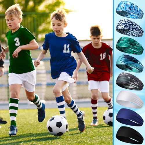 8 Pcs Kids Boys Athletic Headbands - Classic Style