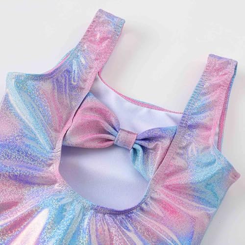 Girls Mermaid One Piece Swimsuit - Quick Dry Backless Swimwear 4-10Y