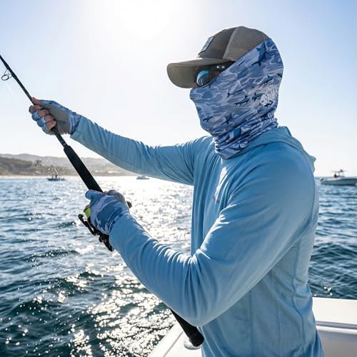 Sun Protection Neck Gaiter Mask - UV Blocker for Outdoor Use - Grey Fish