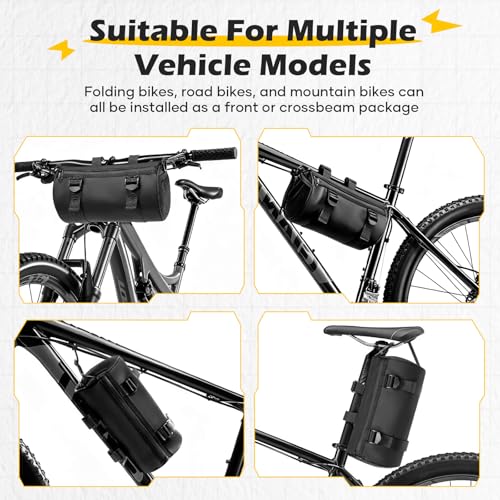 SEAFEW 6L Large Black Bike Handlebar Bag Waterproof Rain Cover for Cycling