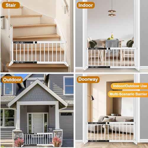 White Metal Dog Gate for Small Dogs - 13.3" Short Freestanding Puppy Gate with Retractable Sliding Rail, No Installation, Indoor/Outdoor Use, Foldable & Portable Pet Barrier