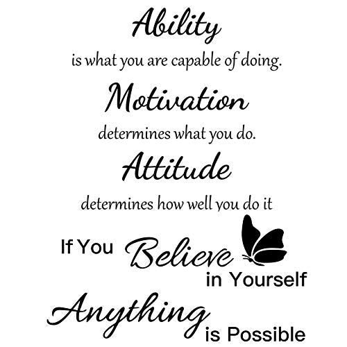 Inspirational Vinyl Wall Quote Stickers - Motivational Butterfly Decals