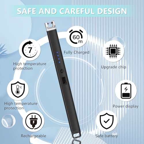 Electric Candle Lighter, Windproof Rechargeable Plasma Arc Lighter - Black